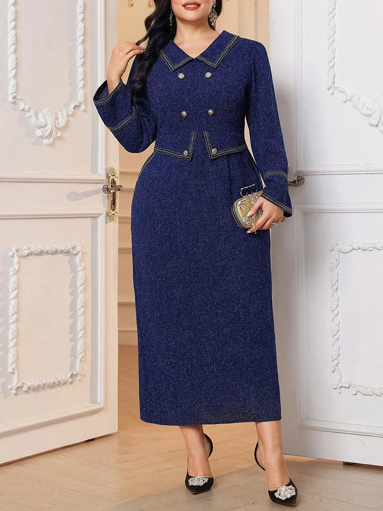 Double-Breasted Column Maxi Dress