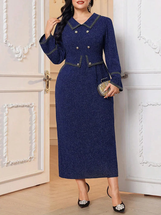 Double-Breasted Column Maxi Dress