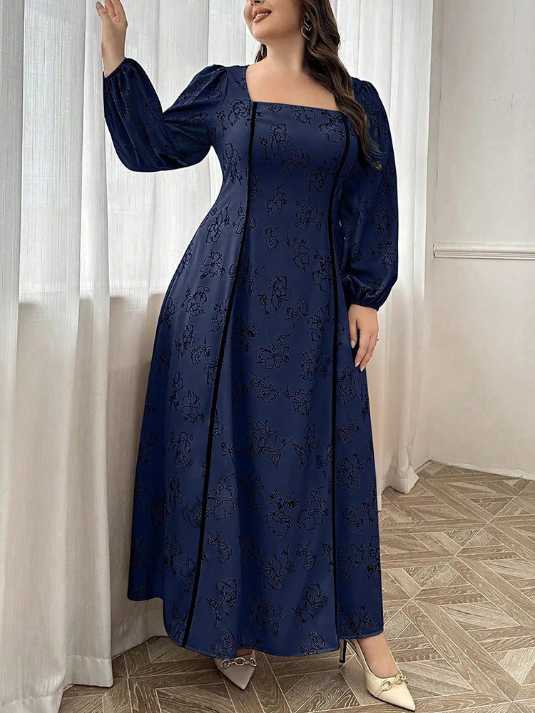 Jacquard Square-Neck Maxi Dress