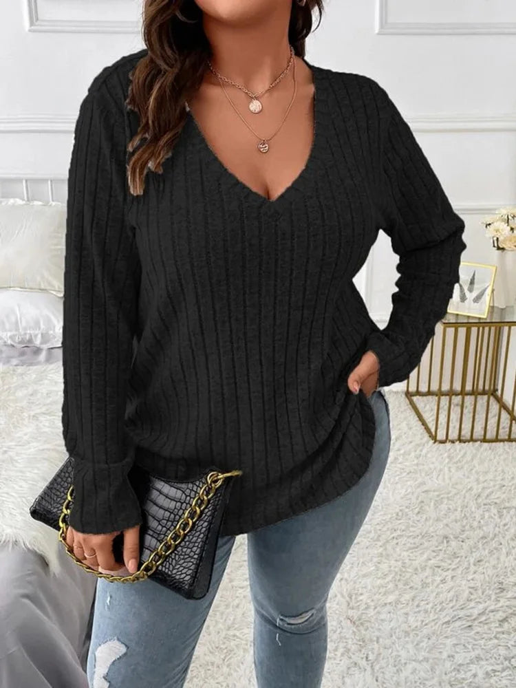 Classic Ribbed V-Neck Top