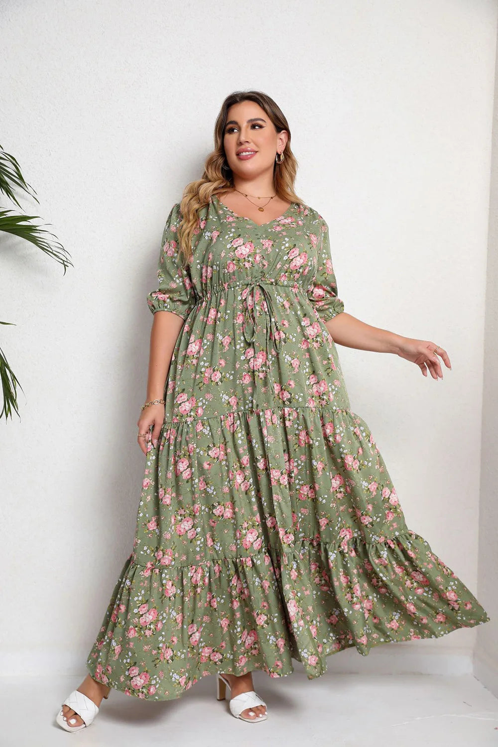 Ditsy-Floral Tiered Maxi Dress