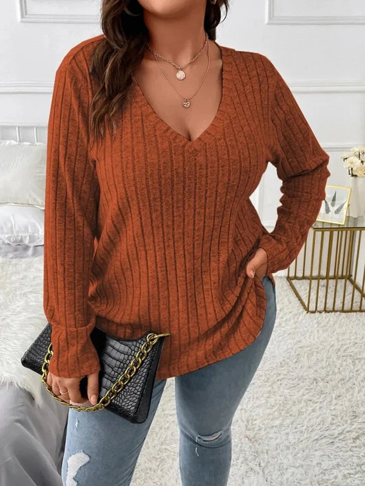 Classic Ribbed V-Neck Top