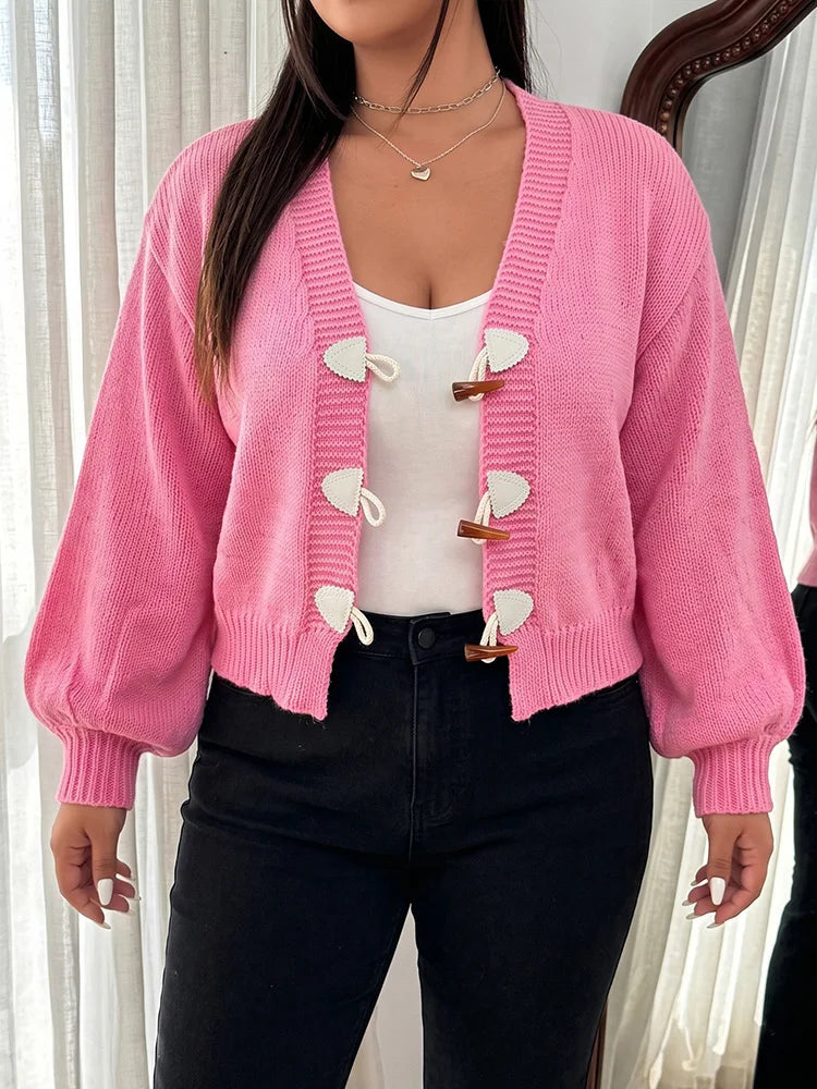 Toggle-Closure Balloon-Sleeve Cardigan