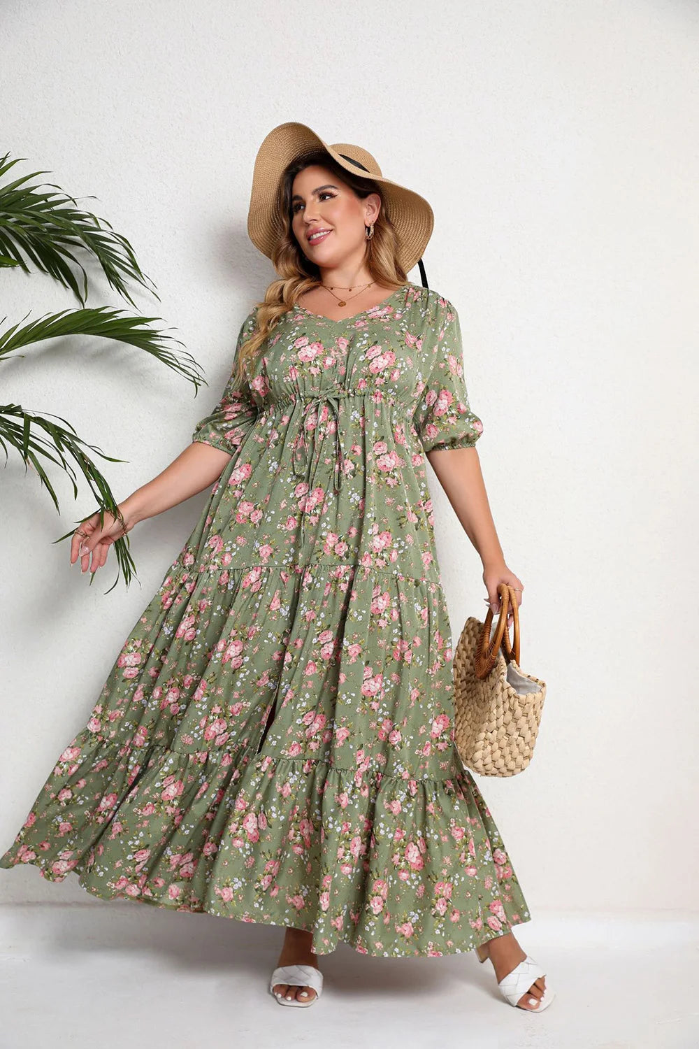 Ditsy-Floral Tiered Maxi Dress