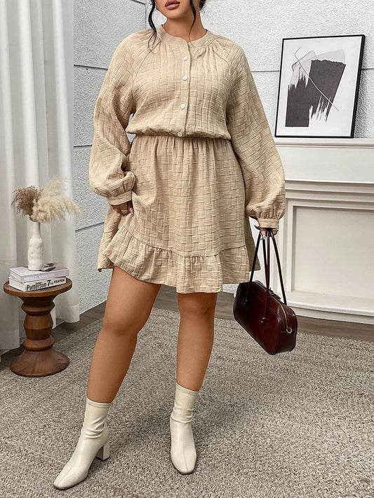 Geometric Button-Front Mini Dress
