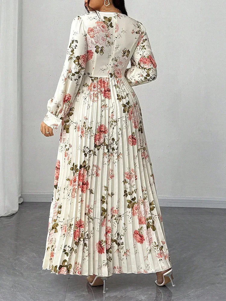 Floral Pleated Wrap Maxi Dress