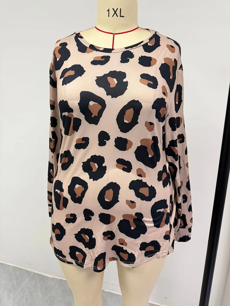 Leopard-Print Relaxed Long-Sleeve Top