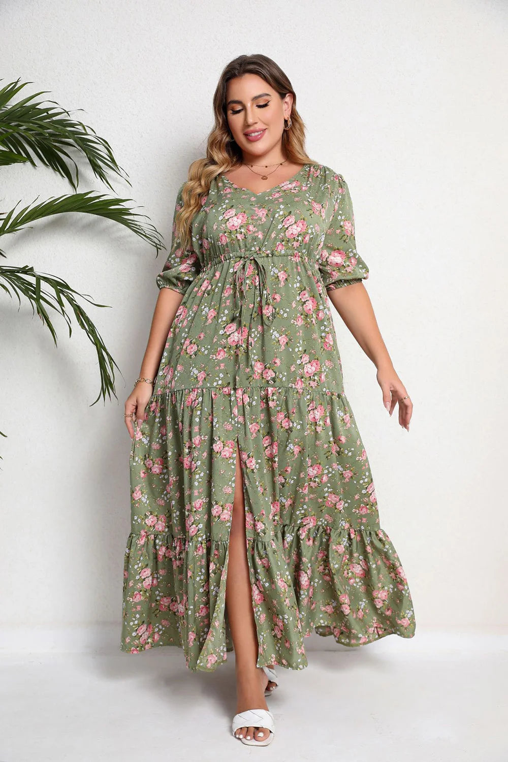 Ditsy-Floral Tiered Maxi Dress