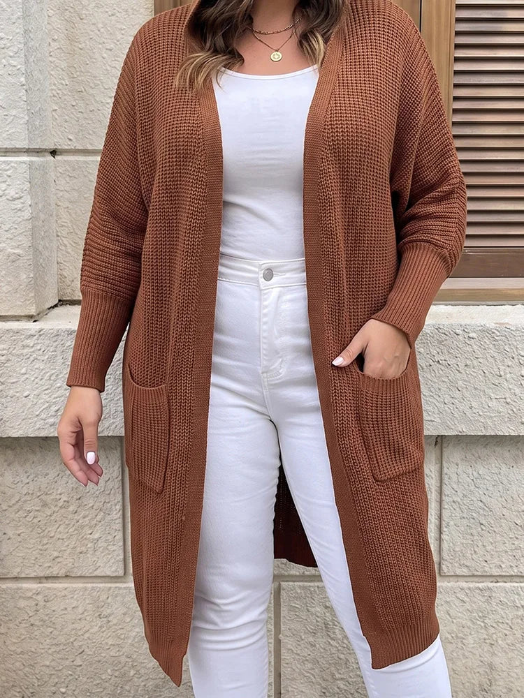 Open-Front Longline Pocket Cardigan