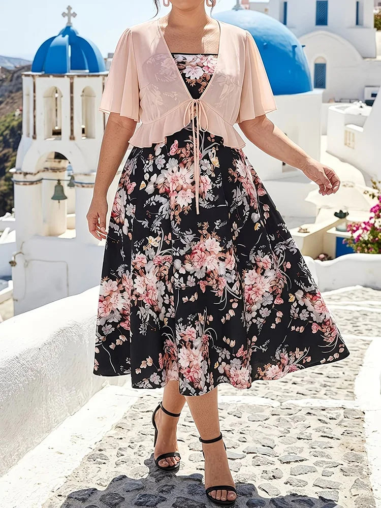 Floral Cami Dress & Tie-Front Cardigan Set