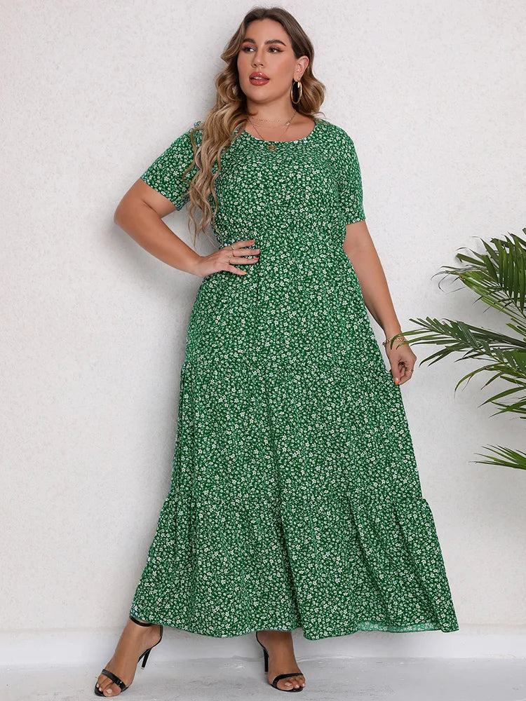 Ditsy-Floral Ruffle-Hem Maxi Dress