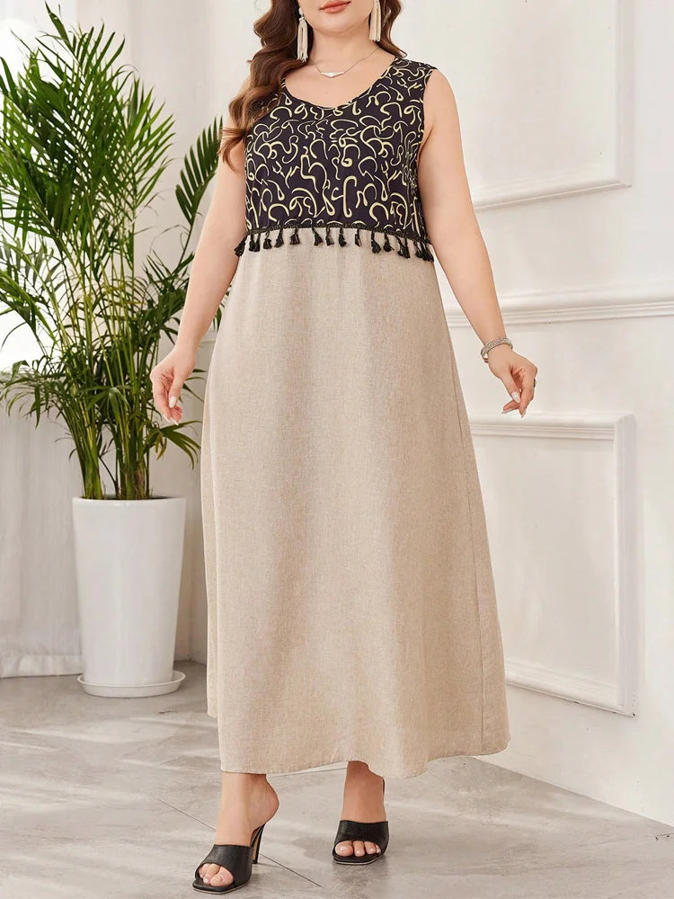 Tassel-Trim Cardigan & Sleeveless Maxi Dress Set