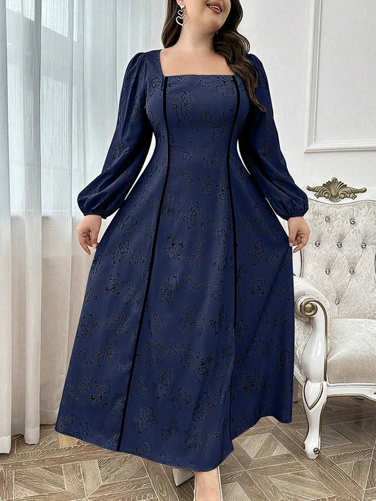Jacquard Square-Neck Maxi Dress