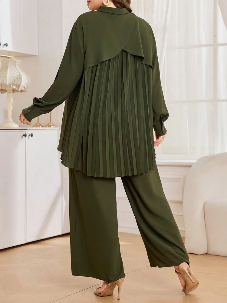 Longline Shirt & Wide-Leg Pants Set