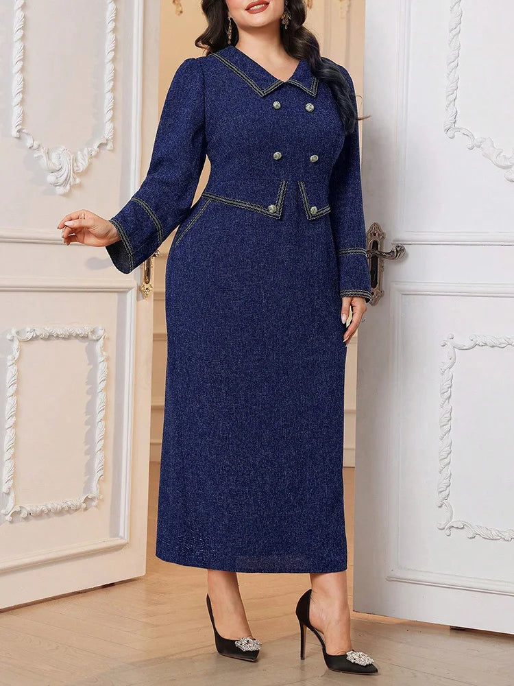 Double-Breasted Column Maxi Dress