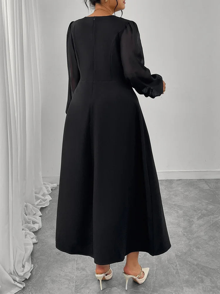 Square-Neck Pleated Maxi Dress