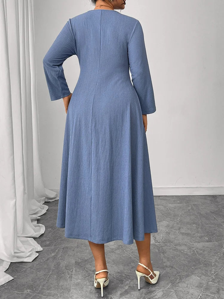 Paneled Square-Neck Midi Dress