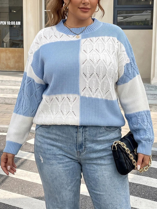 Colorblock Openwork Patchwork Sweater