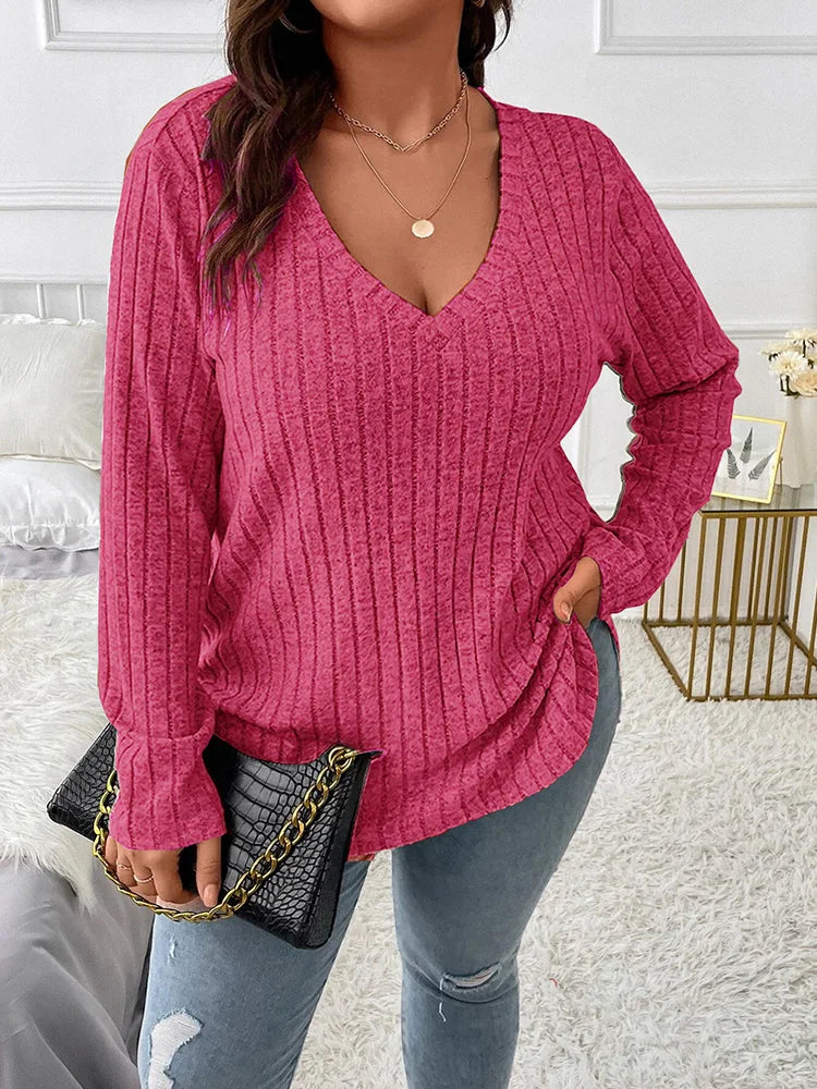 Classic Ribbed V-Neck Top