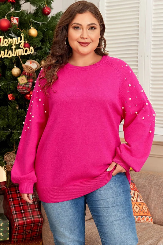 Pearl-Embellished Raglan-Sleeve Sweater