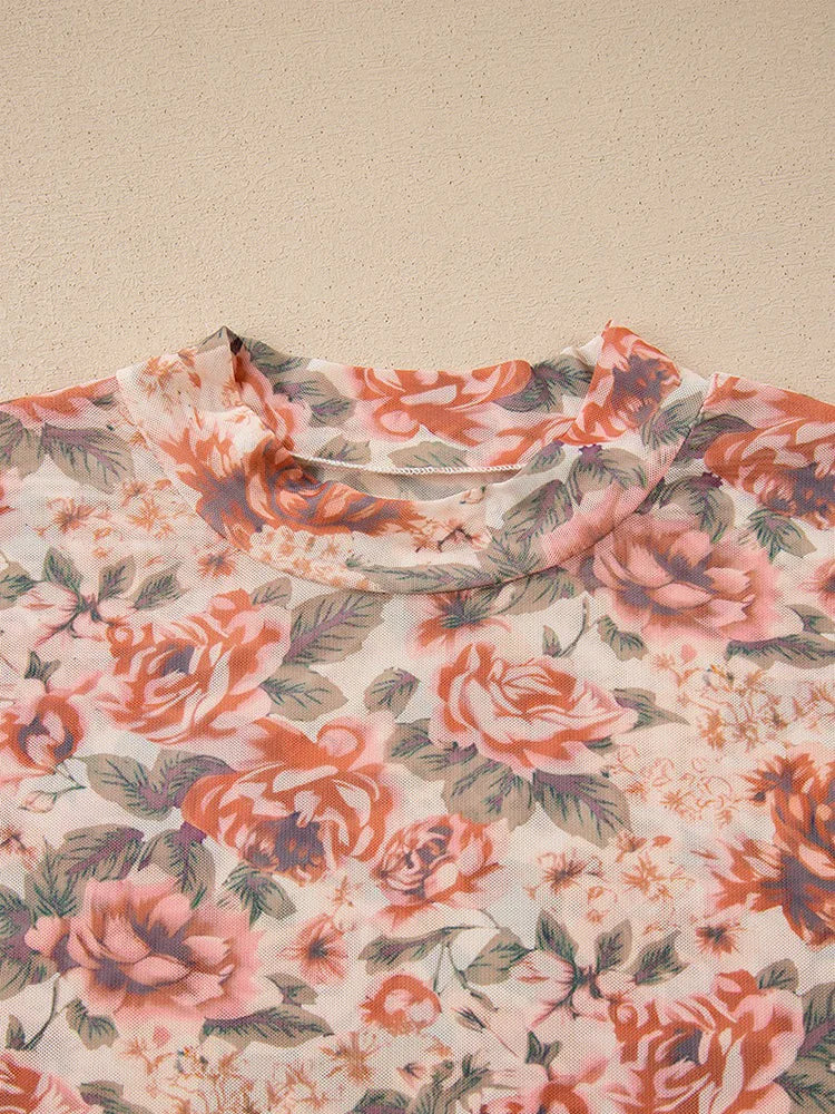 Floral Sheer Long-Sleeve Top