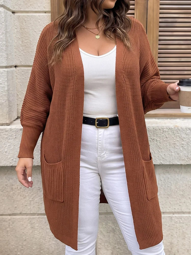 Open-Front Longline Pocket Cardigan