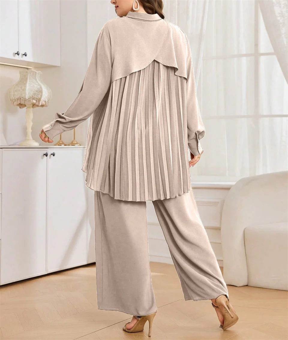 Longline Shirt & Wide-Leg Pants Set