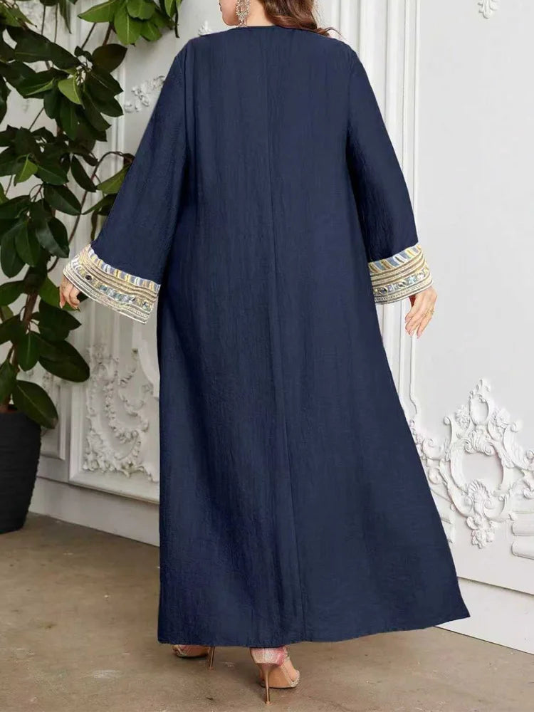 Ornate Square-Neck Kaftan Dress