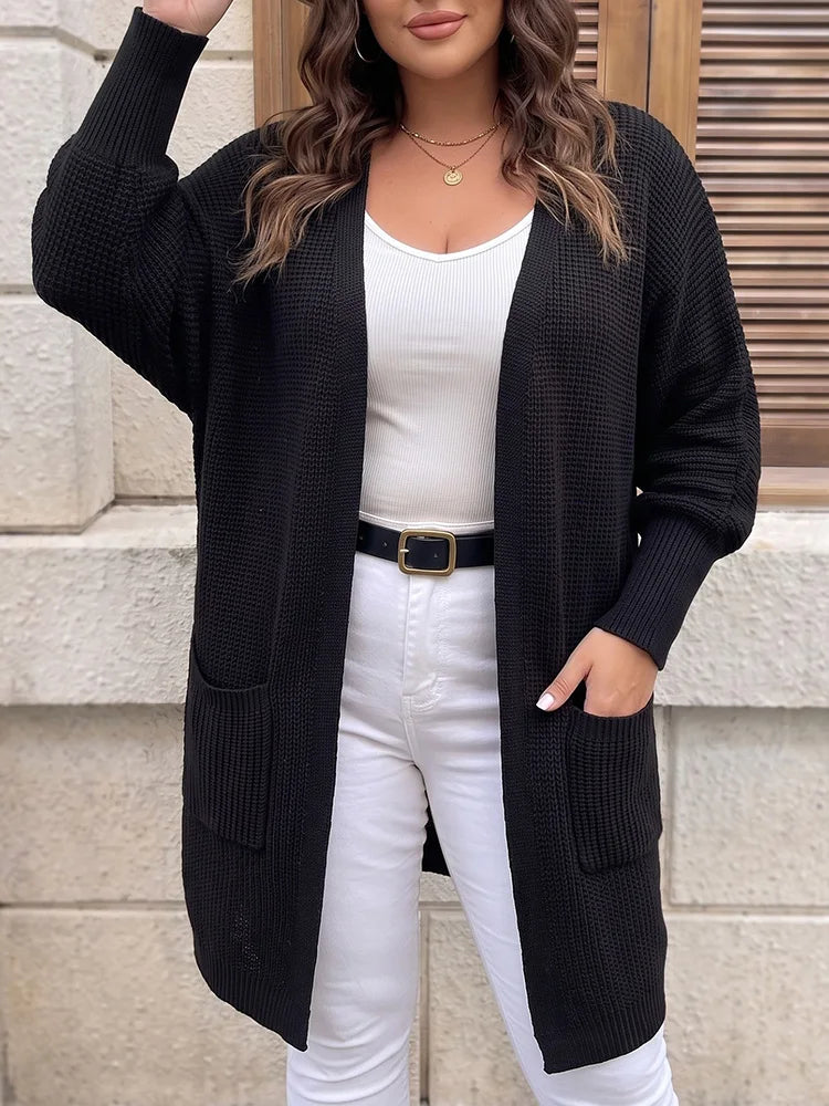 Open-Front Longline Pocket Cardigan