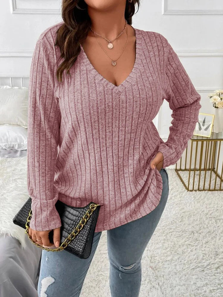Classic Ribbed V-Neck Top