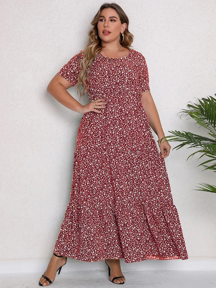 Ditsy-Floral Ruffle-Hem Maxi Dress