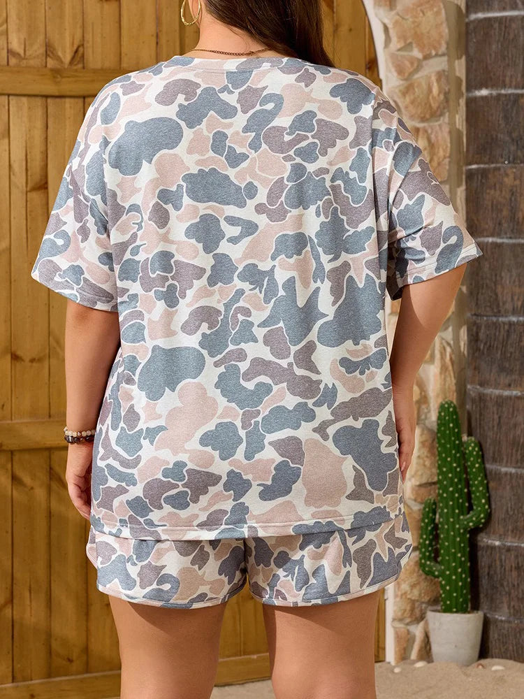 Camo Tee & Drawstring Shorts Set