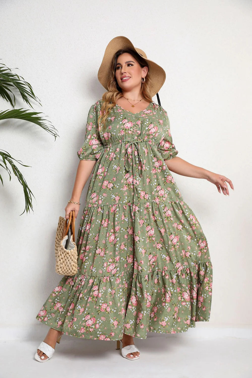 Ditsy-Floral Tiered Maxi Dress