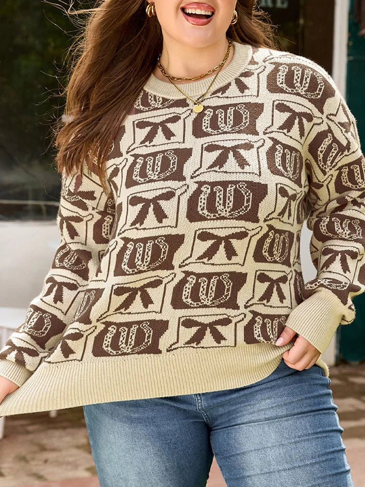 Graphic-Pattern Crew-Neck Sweater