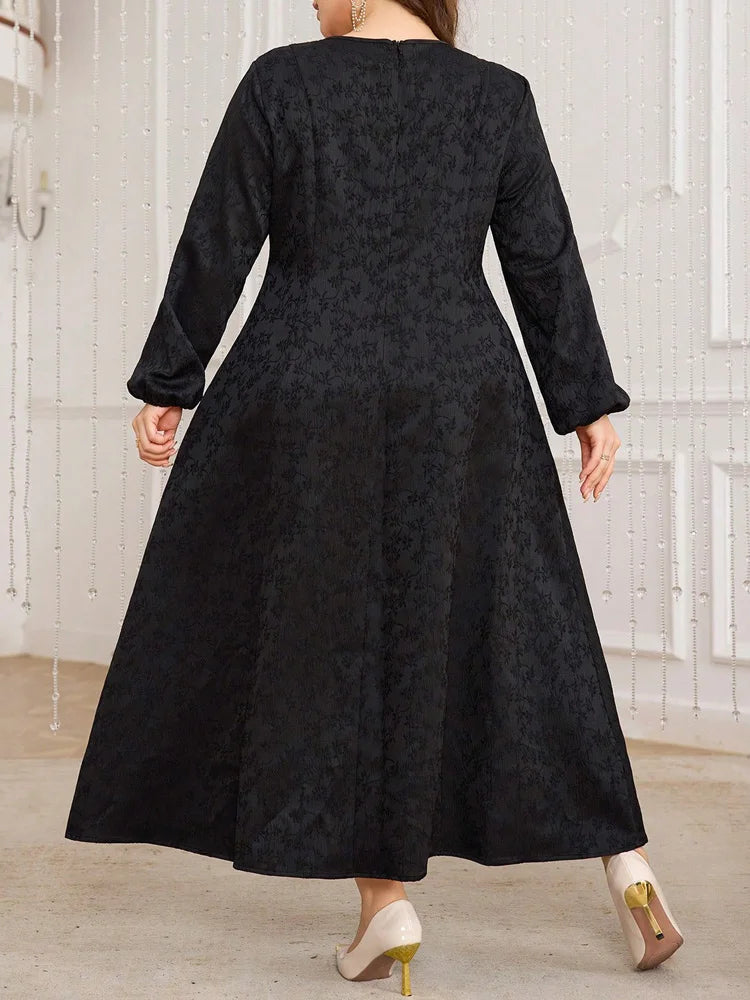 Jacquard Pocketed A-Line Maxi Dress