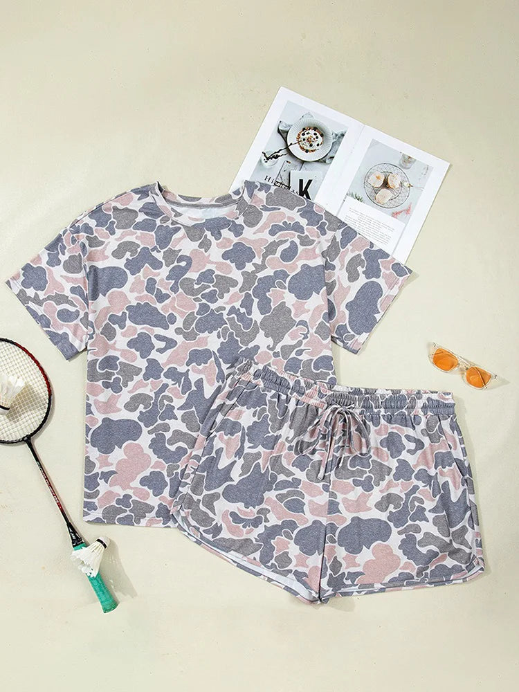 Camo Tee & Drawstring Shorts Set