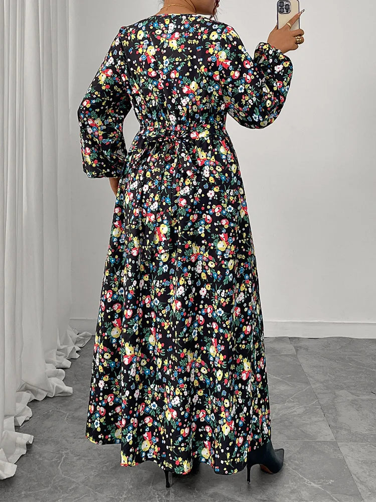 Ditsy-Floral V-Neck Maxi Dress