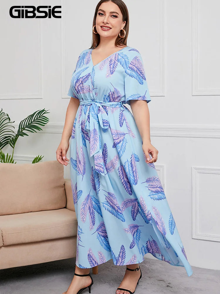 Floral Belted V-Neck Maxi Dress