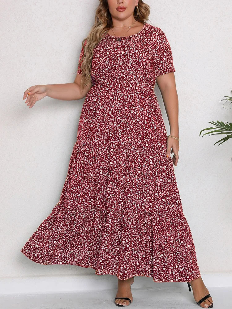 Ditsy-Floral Ruffle-Hem Maxi Dress
