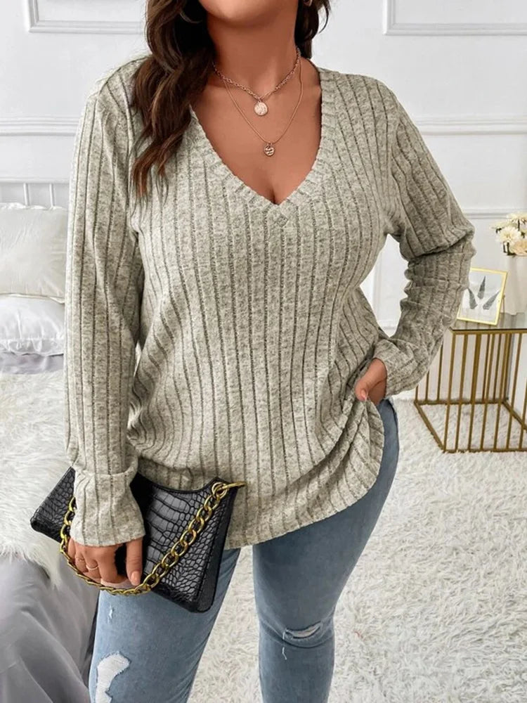 Classic Ribbed V-Neck Top