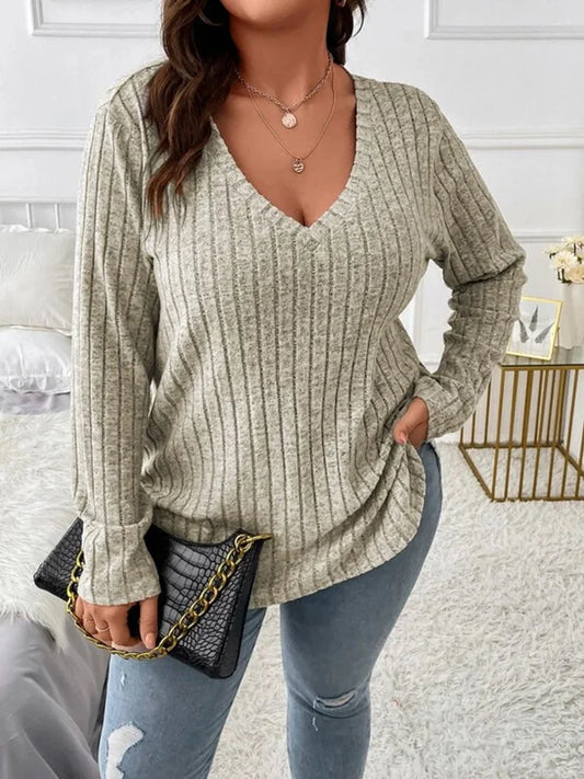 Classic Ribbed V-Neck Top