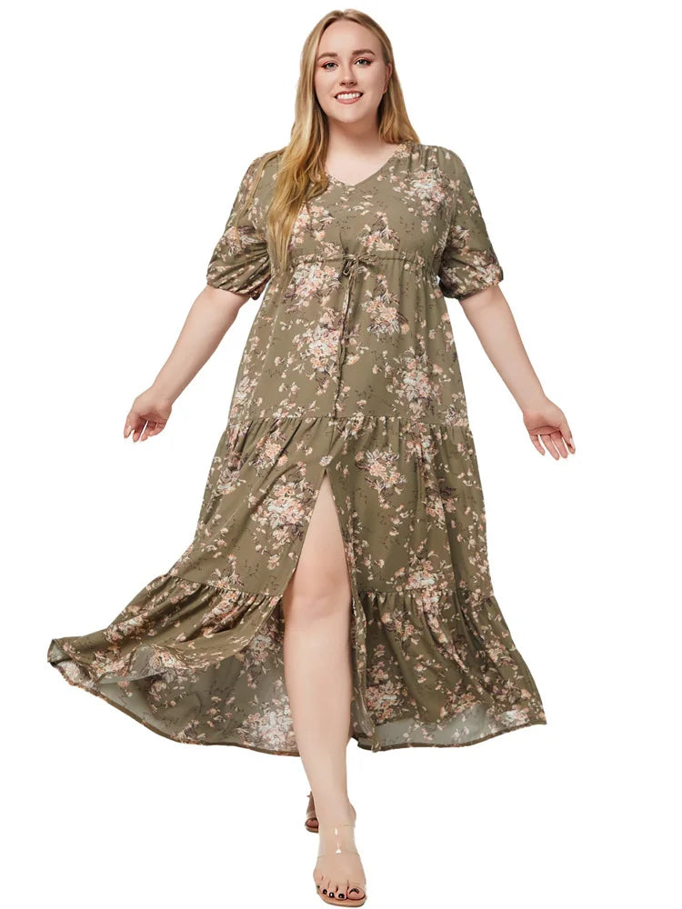 Ditsy-Floral Tiered Maxi Dress