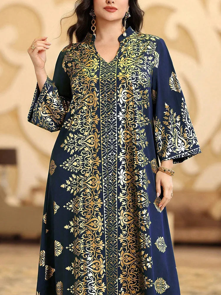 Ornate Print Kaftan Maxi Dress