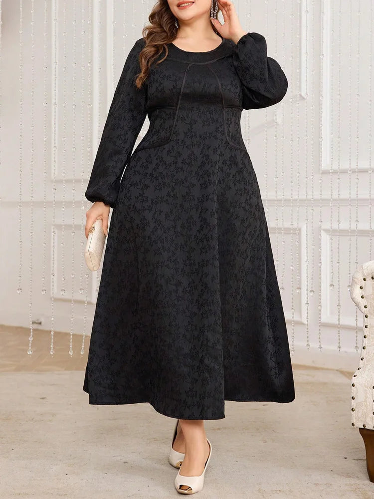Jacquard Pocketed A-Line Maxi Dress