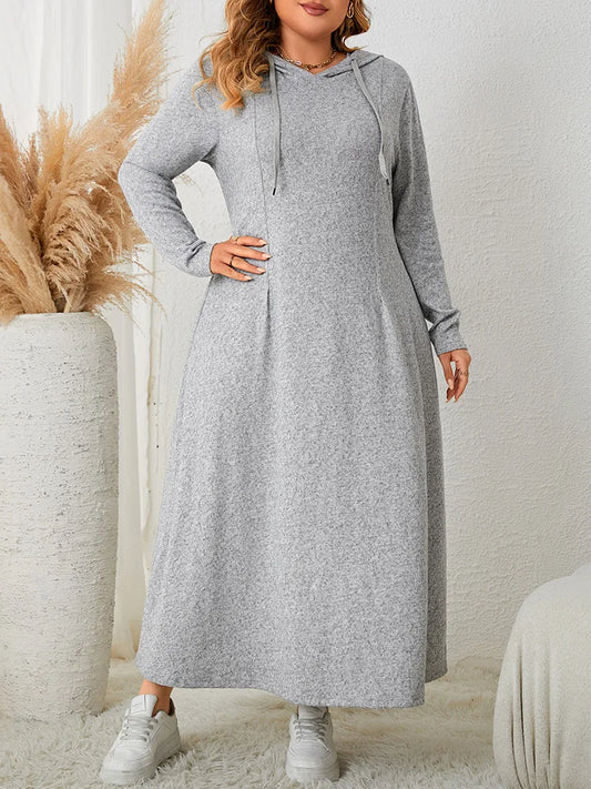 Drawstring-Hood A-Line Maxi Dress