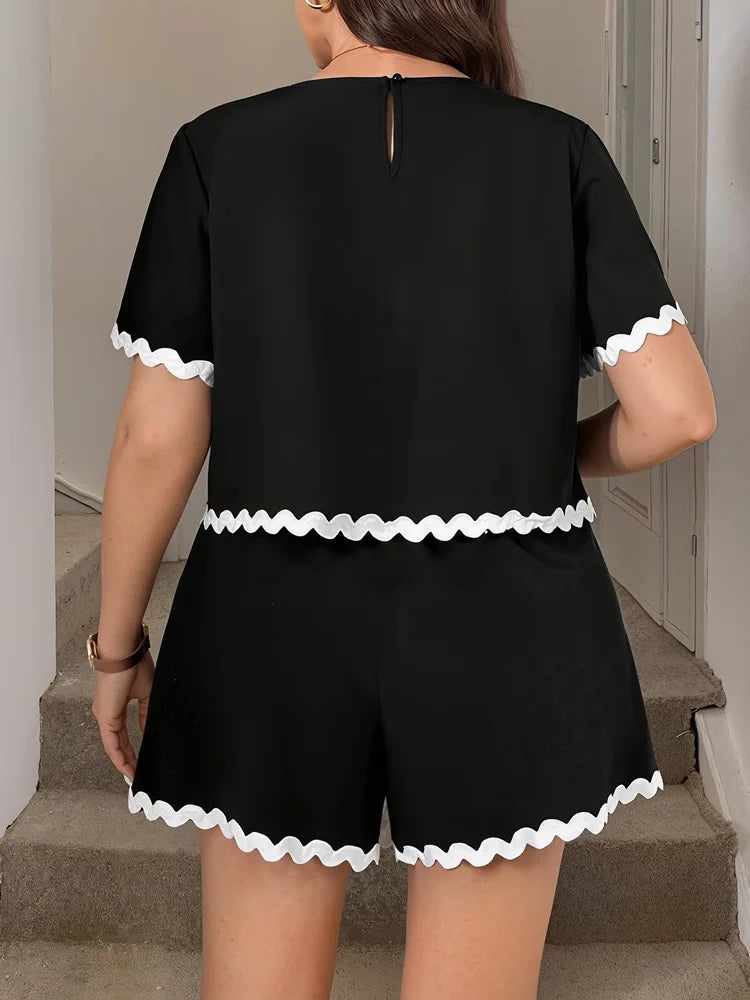 Ricrac-Trim Top & Shorts Set