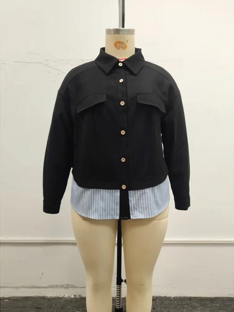 Layered-Hem Cropped Shirt Jacket