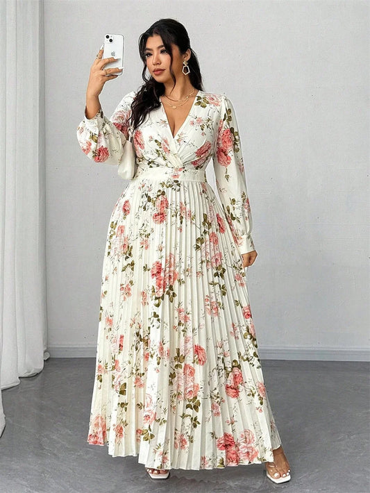 Floral Pleated Wrap Maxi Dress