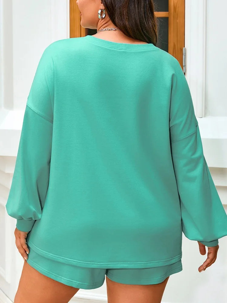 V-Neck Sweatshirt & Shorts Set