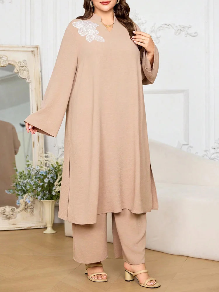 Embroidered Tunic & Wide-Leg Pants Set